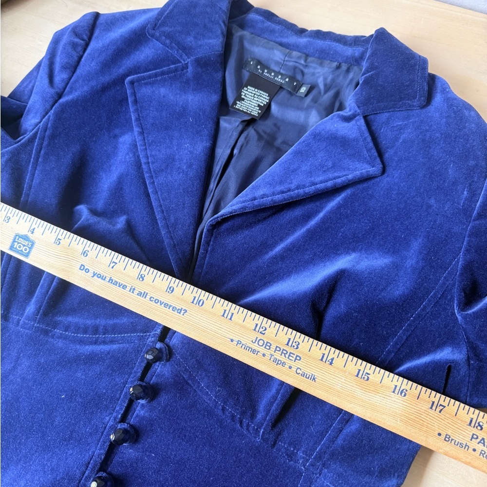 Vintage y2k velvet navy blue blazer with bead buttons - 10 - Picture 5 of 6